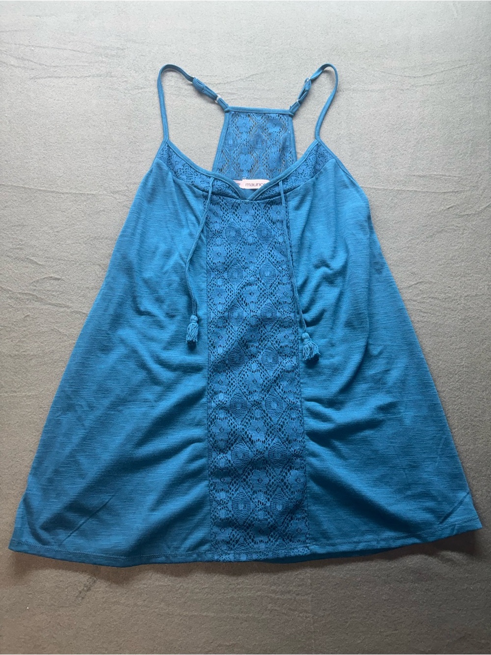 Maurices Teal Lace Racerback Tank Top